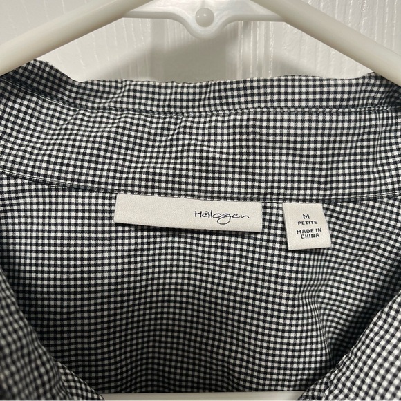 Halogen Women's Plaid Long Sleeve button Down shirt size M petite - Picture 4 of 7